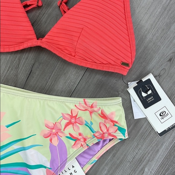 ☀️BILLABONG☀️RIP CURL☀️LOST IN DAYDREAM Premium Surf Banded Fixed Top BIKINI SET - Picture 5 of 15